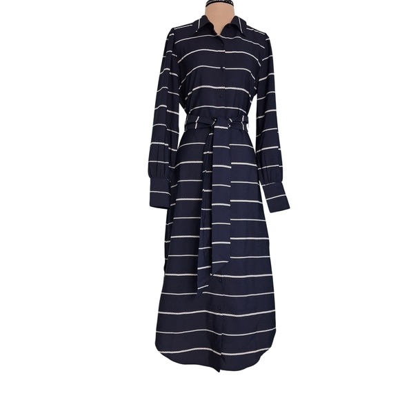 Vineyard Vines Dresses & Skirts - Vineyard Vines Coastal Nautical Rope Print Belted Midi Dress Womens Sz M NWT